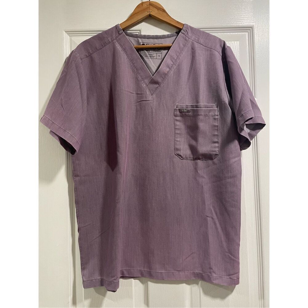 Figs Mens Purple Leon Three Pocket Short Sleeve Scrub‎ Top Size Small